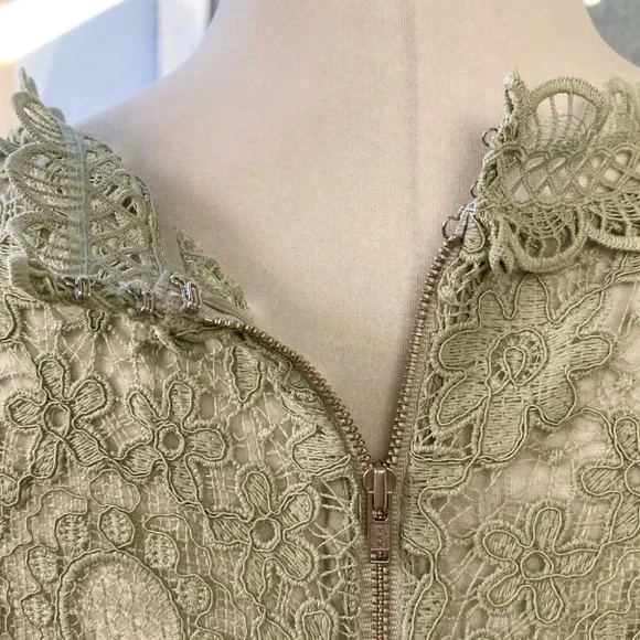 Self-Portrait Guipure Lace Midi Dress in Pistachio Green, Size 6 NWOT - Picture 14 of 16
